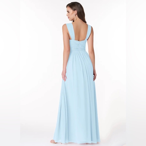 AZAZIE ZAPHEIRA - Sky Blue A-Line Ruched Chiffon Dress - Picture 2 of 3
